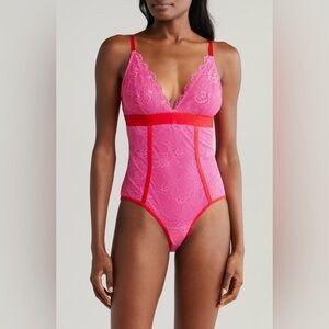 Lemonade Dolls Deep Pink Lace Bodysuit‎